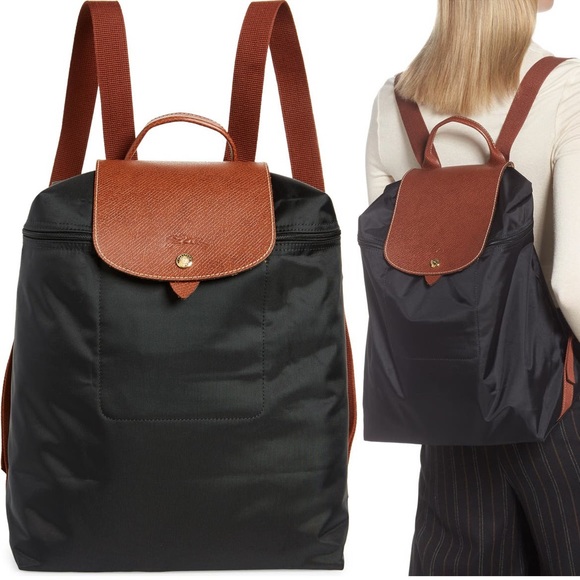 Longchamp Handbags - LONGCHAMP Large Le Pliage Black Backpack